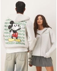 ASOS - Unisex Oversize Disney Scuba-style Fabric Zip-up Hoodie With Mickey Mouse Print - Lyst