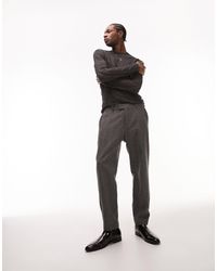 TOPMAN - Premium Limited Edition Straight Herringbone Wool Mix Suit Pants - Lyst