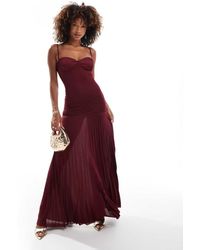 ASOS - Maxi Jurk Met Geplooide Cups En Verlaagde Taille - Lyst