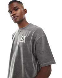 ASOS - T-shirt coupe carrée oversize avec motif ville - délavé - Lyst