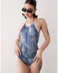 Weekday - Halter Neck Swimsuit With Open Back Tie Detail - Lyst