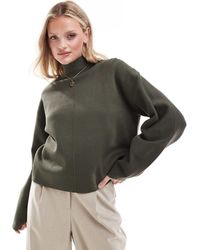 & Other Stories - Sudadera Caqui Oscuro Con Cuello Vuelto De Punto De -Verde - Lyst