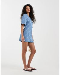 ASOS - Denim V-neck Short Sleeve Dress - Lyst