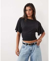 ASOS - Slinky Slash Neck Top With Batwing Short Sleeve - Lyst