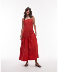 TOPSHOP - Dropped Waist Raffia Bodest Midi Sundress - Lyst