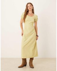 Glamorous - Back Cut-Out Puff Sleeve Midi Dress - Lyst