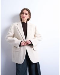 TOPSHOP - Longline Brushed One Button Blazer Coat With Wool - Lyst