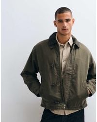 Abercrombie & Fitch - Zip Up Canvas Worker Jacket With Hardware Clasps - Lyst