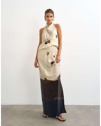 TOPSHOP - Co-Ord Maxi-Rok Van Satijn Met Abstracte Print - Lyst