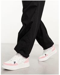 Armani Exchange - Sneakers bianche e rosa - Lyst