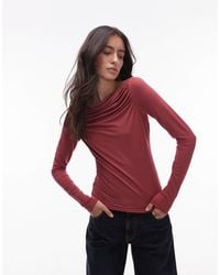 & Other Stories - Supersoft Jersey Ruche Boat Neck Top With Long Sleeves - Lyst