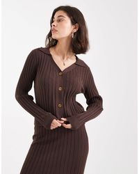 Object - Polo d'ensemble boutonné en maille côtelée - marron chocolat - Lyst