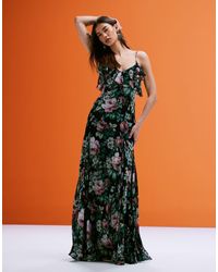 Mango - Vestido Largo En Tonos Intensos Con Estampado Floral Y Volantes De Chifón De - Lyst