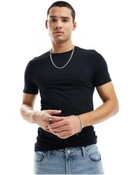 ASOS - T-shirt girocollo attillata nera - Lyst