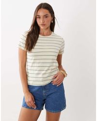 Mango - Gestreept T-Shirt Van 100% Katoen - Lyst