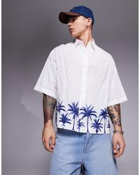 ASOS - Boxy Oversized Linen Look Shirt With Palm Tree Print - Lyst