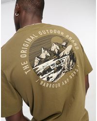 Barbour - Haydock - t-shirt color cuoio con stampa sul retro - Lyst