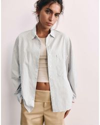 Pull&Bear - Gestreiftes hemd mit stickerei - Lyst