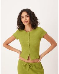ASOS - Co-Ord Crochet Button Through Short Sleeve Top - Lyst