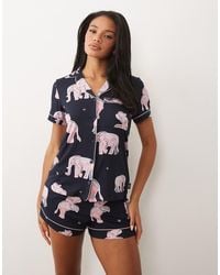 Chelsea Peers - Revere Top And Shorts Set With Elephant Print - Lyst