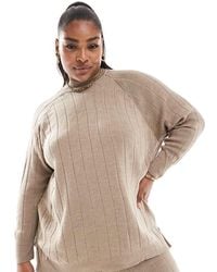 ONLY - Jersey Color Arena Con Cuello Alto De Punto Ligero De (Parte De Un Conjunto)-Beis Neutro - Lyst
