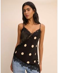 Nobody's Child - Satin Lace Trim Asymmetric Cami Top - Lyst