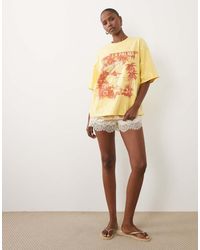ASOS - Oversized Drop Sleeve T-Shirt With La Palma Graphic - Lyst