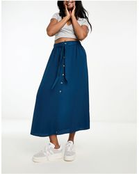 ASOS - Button Through Midi Skirt With Tie Waist - Lyst
