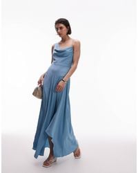 Mango - One Shoulder Satin Midi Dress - Lyst
