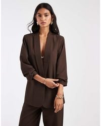 Pieces - Ruched Sleeve Tailored Blazer - Lyst