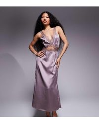 Never Fully Dressed - Vestido Lencero Largo Con Aberturas De Encaje De Petite - Lyst