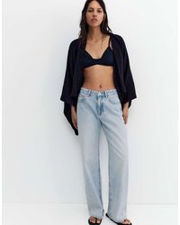 Pull&Bear - Jeans Ampi Dritti Pallido Con Strass - Lyst