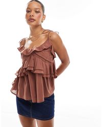 ASOS - Ruffle Cami Top With Tie Straps - Lyst