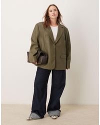 ASOS - Asos design curve – eleganter oversize-blazer aus kunstleder - Lyst