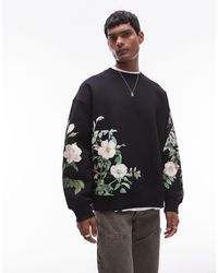 TOPMAN - Oversized Fit Sweatshirt With All Over Floral Print - Lyst