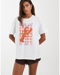 Pieces - Oversized Lobster Graphic T-shirt - Lyst
