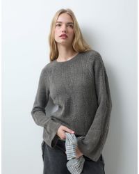 Pieces - Oversize-strickpullover mit zopfmuster - Lyst