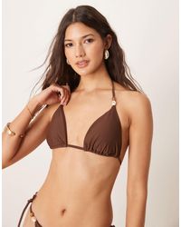 Abercrombie & Fitch - Swim Triangle Bikini Top With Bead Detail Co-ord - Lyst