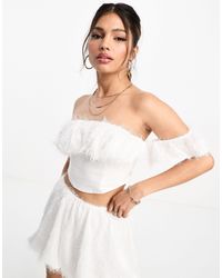 ASOS - Fluffy Detail Corset Crop Top Co-ord - Lyst