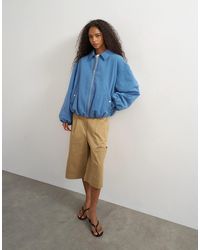 TOPSHOP - Nylon Bomber Jacket - Lyst