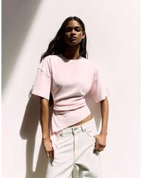 Bershka - Short Sleeve Ruched T-shirt - Lyst