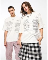 Collusion - Unisex Ecru Oversized T-shirt With Text Print - Lyst