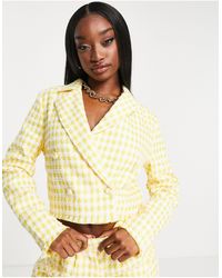 UNIQUE21 Tweed Cropped Blazer Co-ord - Yellow