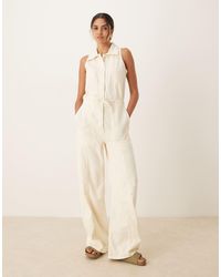 Mango - Tuta Jumpsuit Senza Maniche Con Colletto E Bottoni Allacciato - Lyst