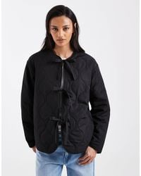 ONLY - Lightweight Tie Front Quilted Jacket - Lyst