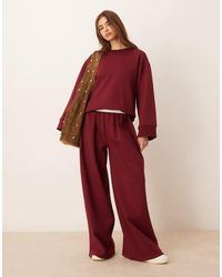 ASOS - Pantalones De Pernera Muy Ancha De Tejido Entrelazado De (Parte De Un Conjunto)-Rojo - Lyst