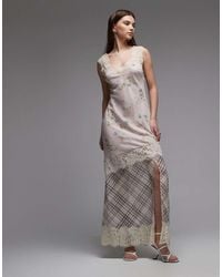ASOS - Lace Sleeve Detailing Asymmetric Seam Maxi Dress - Lyst