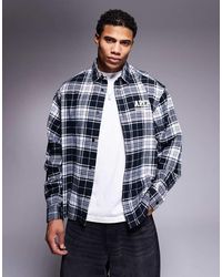 ASOS - Boxy Oversized Check Shirt With Chest And Back Print - Lyst
