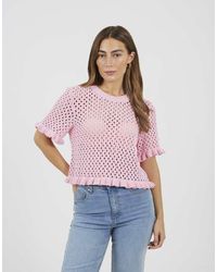 Brave Soul - Open Knit T Shirt With Frill Hem - Lyst