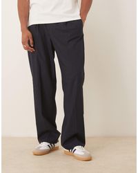 ASOS - Pantalon habillé d'ensemble à enfiler coupe ample à rayures fines avec taille élastique - Lyst